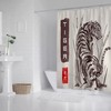 White, Sage Green, Beige Gold, and Bamboo Leaves Japanese Shower Curtain for Minimalist Botanical Bathroom Decor