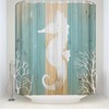 White Seahorse Shape on Wood Plank Backdrop Ocean Shower Curtain for Bathroom Decors 