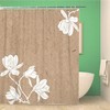 White Silhouettes of Magnolia Flowers on Kraft Shower Curtain