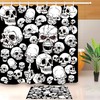 White Skull Shower Curtain - Waterproof Fabric For Halloween Bathroom