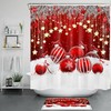 White Snow Gold Star Christmas Shower Curtain for a Festive Bathroom