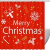 White Snowflake Reindeer Candy Print Fabric Shower Curtain for Fun, Festive Bathroom Decor
