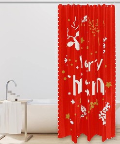 White Snowflake Reindeer Candy Print Fabric Shower Curtain for Fun, Festive Bathroom Decor