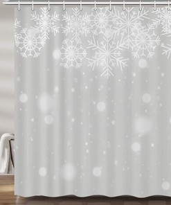 White Snowflake Shower Curtain For A Charming Christmas Bathroom Decor, Festive Bathroom Accessories