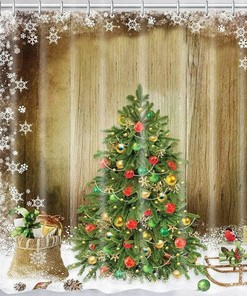 White Snowflake Shower Curtain For A Simple Yet Elegant Christmas Bathroom
