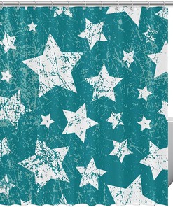 White Starry Night Shower Curtain - Retro Bathroom Decor