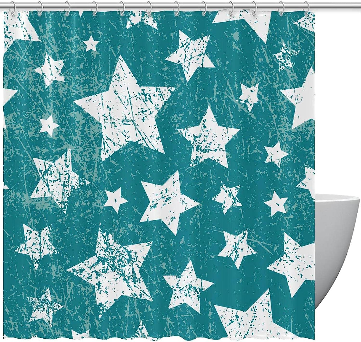 White Starry Night Shower Curtain - Retro Bathroom Decor