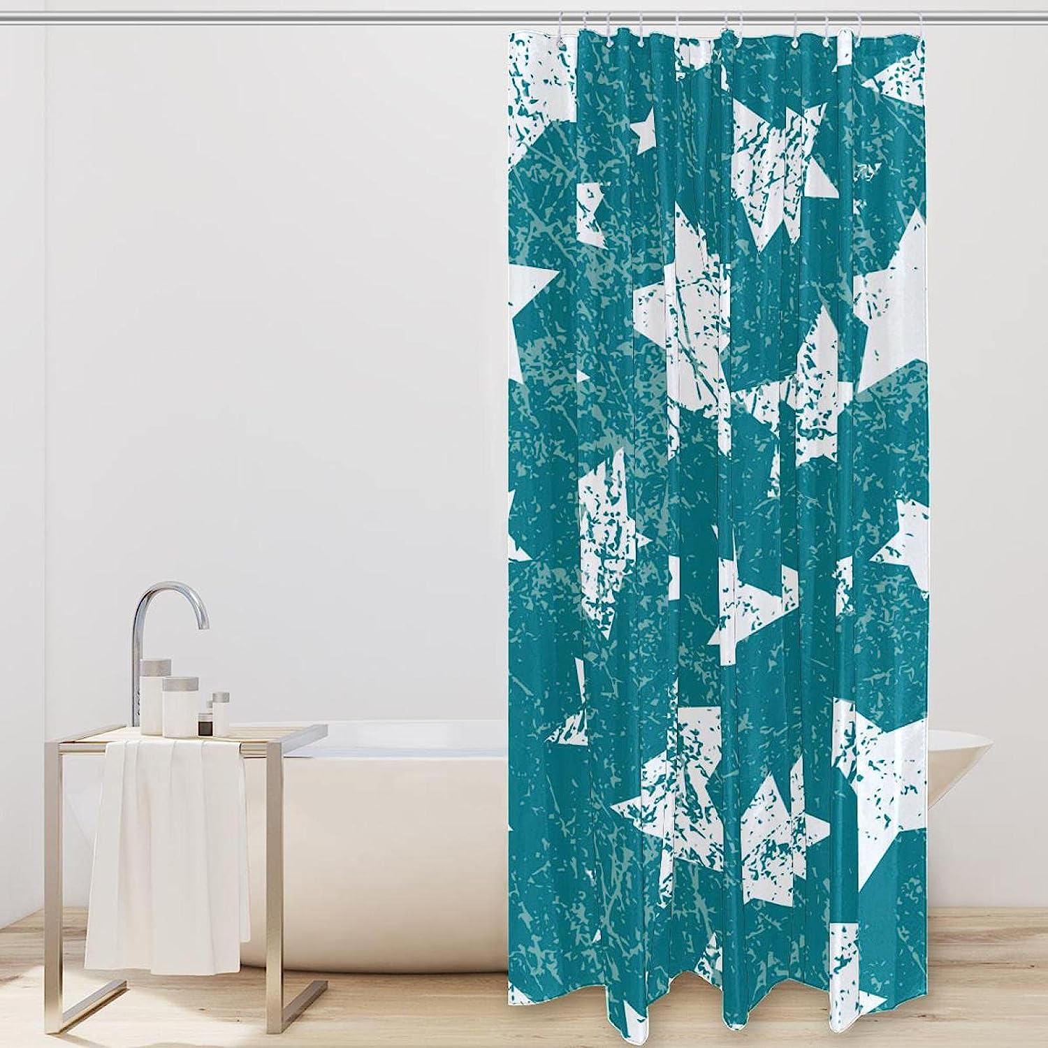 White Starry Night Shower Curtain - Retro Bathroom Decor