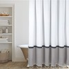 White Striped Tassel Print Shower Curtain for Modern Farmhouse Bathroom Decor