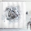 White Tiger Portrait Print Animal Shower Curtain For Bathroom Decor