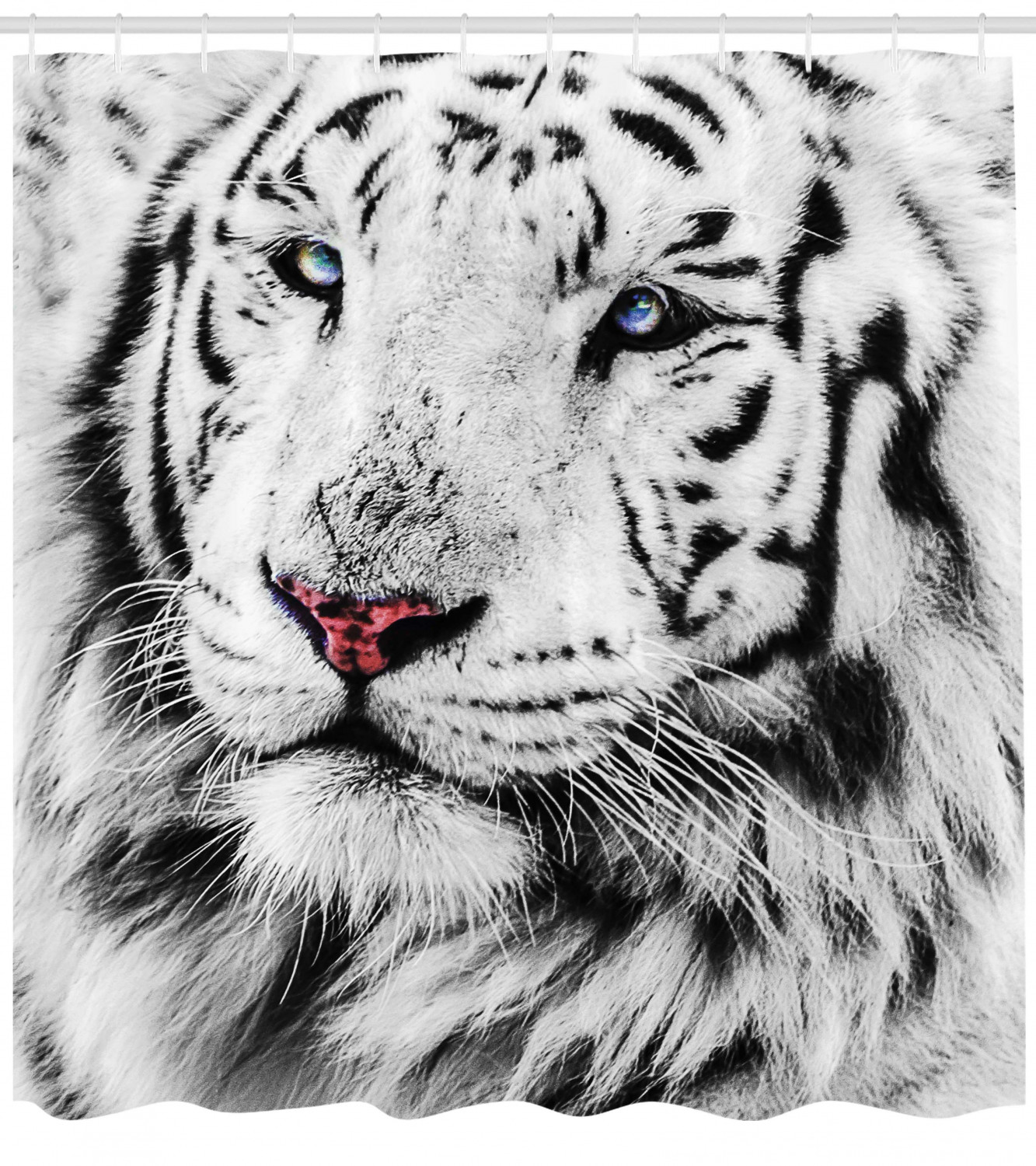 White Tiger Winter Rare Wild Cat Eyes Shower Curtain, Eye-catching and Beautiful Bathroom Accessory