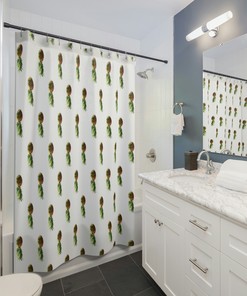 White Upside Down Pineapple Swinger Shower Curtain for an Elegant and Playful Bathroom