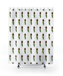 White Upside Down Pineapple Swinger Shower Curtain for an Elegant and Playful Bathroom