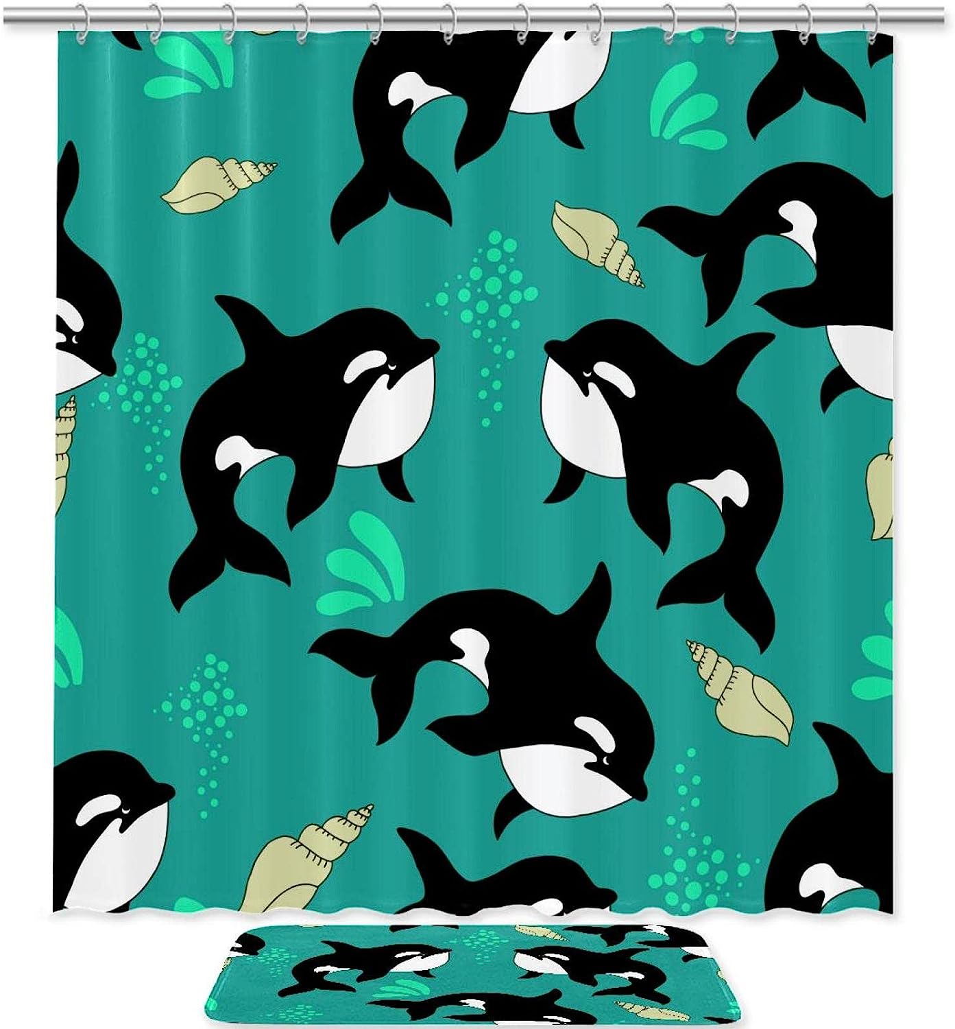 White Whale Animal Shower Curtain for Minimalist Bathroom Decor