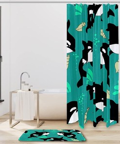 White Whale Animal Shower Curtain for Minimalist Bathroom Decor