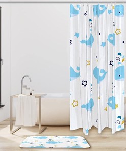 White Whale Star Shower Curtain Mat for a Chic Bathroom