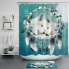 White Wolf Shower Curtain with Bohemian Dream Catcher Design for Elegant and Dreamy Bathroom Decor