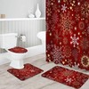 White Yellow Snowflake Love Heart Red Merry Christmas Bathroom Shower Curtain