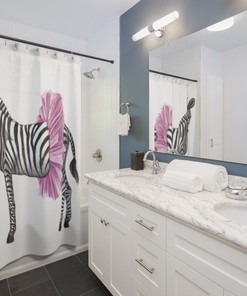 White Zebra Pattern Shower Curtain for Sleek Bathroom Decor