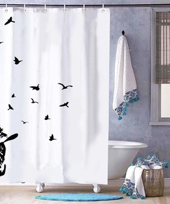 White Zebras Picture Print Shower Curtain - Elegant And Decorative Fabric Bath Curtain For Your Bathroom