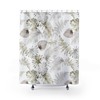 White and Cream Botanical Shower Curtain with Tropical Leaves Design, House Plants Bath Curtain 