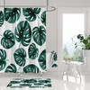 White and Green Monstera Tropical Leaves Boho Shower Curtain for Modern Minimalist Bathroom Decor
