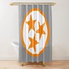 White and Orange Geometric Design Shower Curtain - Modern Color Contrast Bathroom Decor