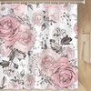 White and Pink Tulip Floral Fabric Shower Curtain for Elegant Bathroom Dcor