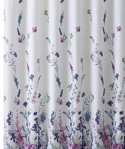 White and Pink Wildflower Fabric Shower Curtain for a Calming Bathroom
