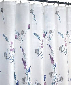 White and Pink Wildflower Fabric Shower Curtain for a Calming Bathroom