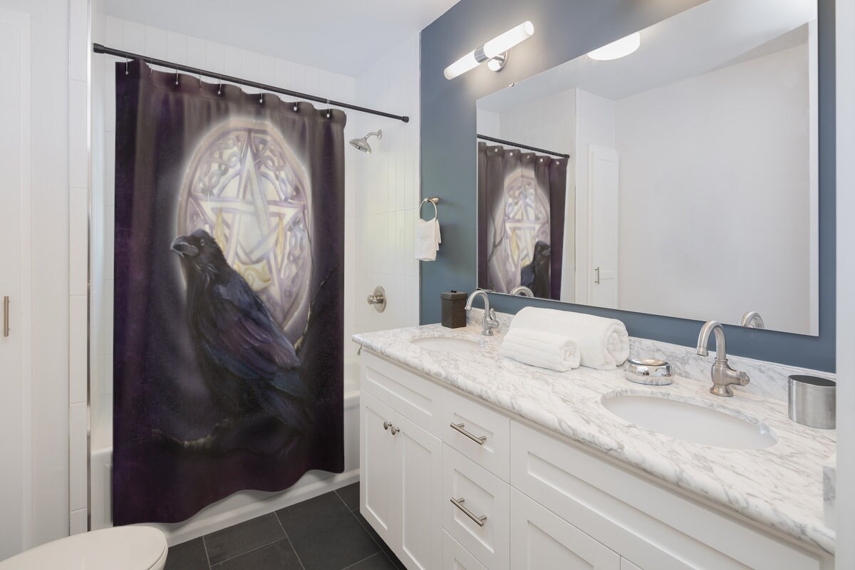 Wiccan Art Morrighan's Moon Fantasy Shower Curtain for Bathroom