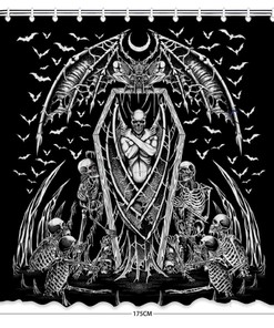 Wicked Bat Chain Shower Curtain with Skeleton Shroud for a Spooky Atmosphere