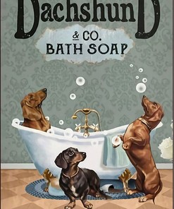 Wiener Dog Bath Time Shower Curtain With Quotes