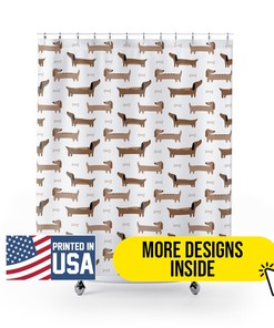Wiener Dog Silhouettes Shower Curtain With Quotes