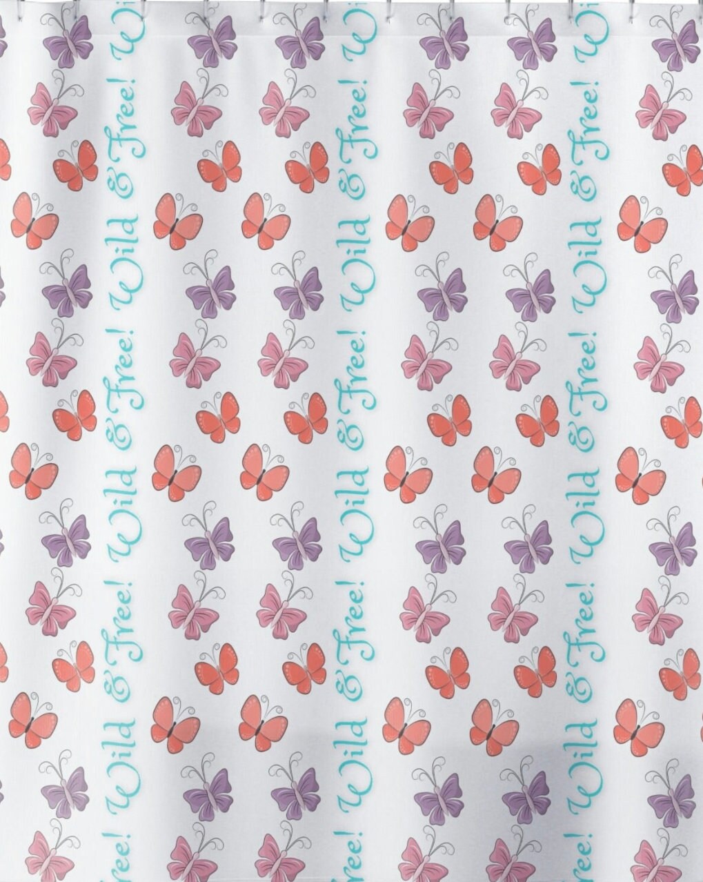 Wild And Free Butterfly Love Bath Curtain For Bohemian Bathroom Decor. - Image 3