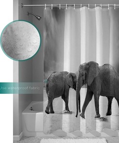 Wild Animal Elephant Gray Decorative Shower Curtain for a Minimalistic Bathroom