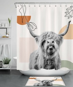 Wild Animal Highland Cow Shower Curtain For Quirky Bathroom