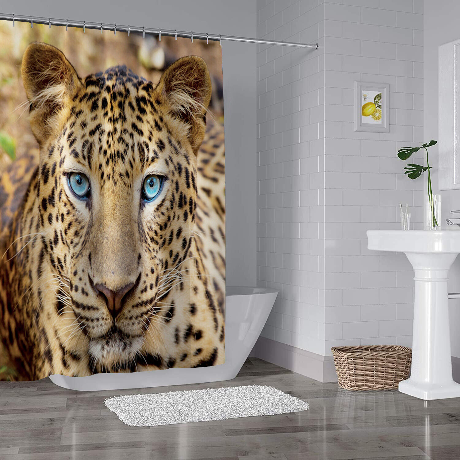 Wild Animal Leopard Theme Fabric Shower Curtain for Chic and Stylish Bathroom Decor
