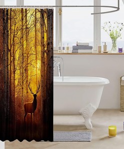 Wild Animal Printing Shower Curtain with Hunting Theme for Kids Boys Teens Room Decor