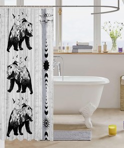 Wild Animal Theme Bear Shower Curtain for Nature Themed Bathroom Decor