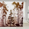 Wild Animal Themed Castle Fairy Bear And Wolf Print Shower Curtain With Silhouette Design