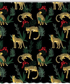 Wild Animal Tropical Jungle Shower Curtain, Nature Bathroom Decor