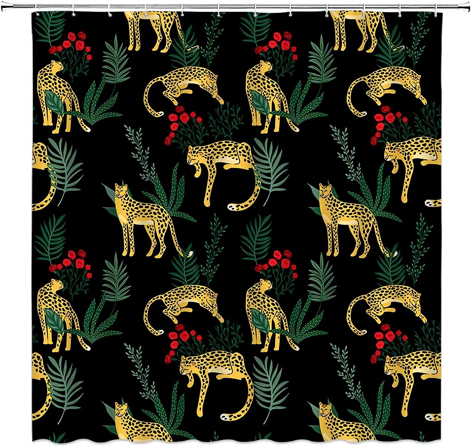 Wild Animal Tropical Jungle Shower Curtain, Nature Bathroom Decor