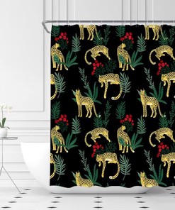 Wild Animal Tropical Jungle Shower Curtain, Nature Bathroom Decor