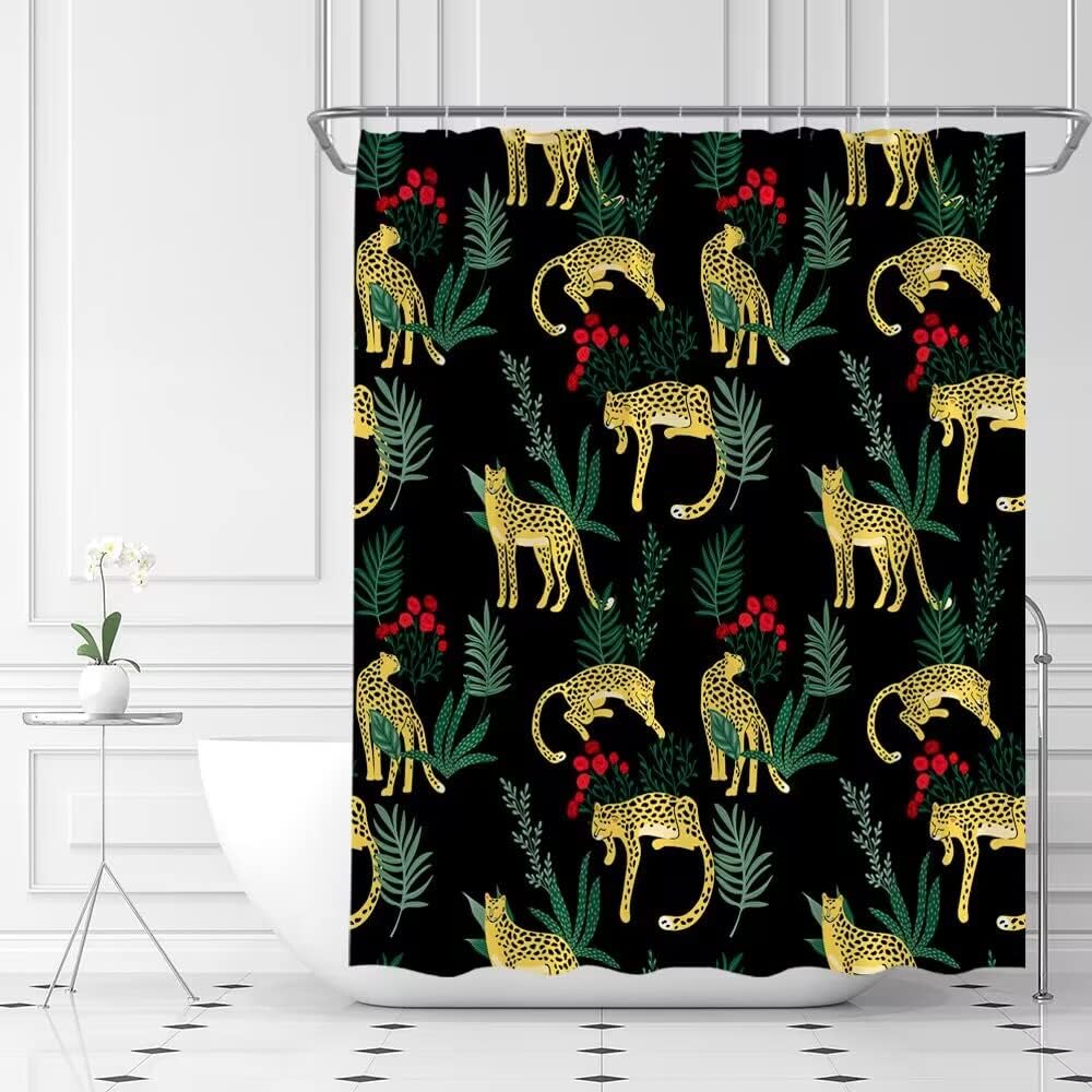 Wild Animal Tropical Jungle Shower Curtain, Nature Bathroom Decor