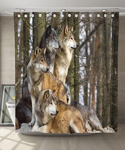 Wild Animal Wolf Shower Curtain KRLIF Bathroom Decor Waterproof Fabric Bath Curtains