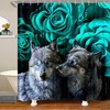 Wild Animal Wolf With Roses Shower Curtain For Women Bathroom Decor 