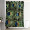 Wild Animals Abstract Art Shower Curtain, Green Peacock Feather Bathroom Decor, Bekyonee