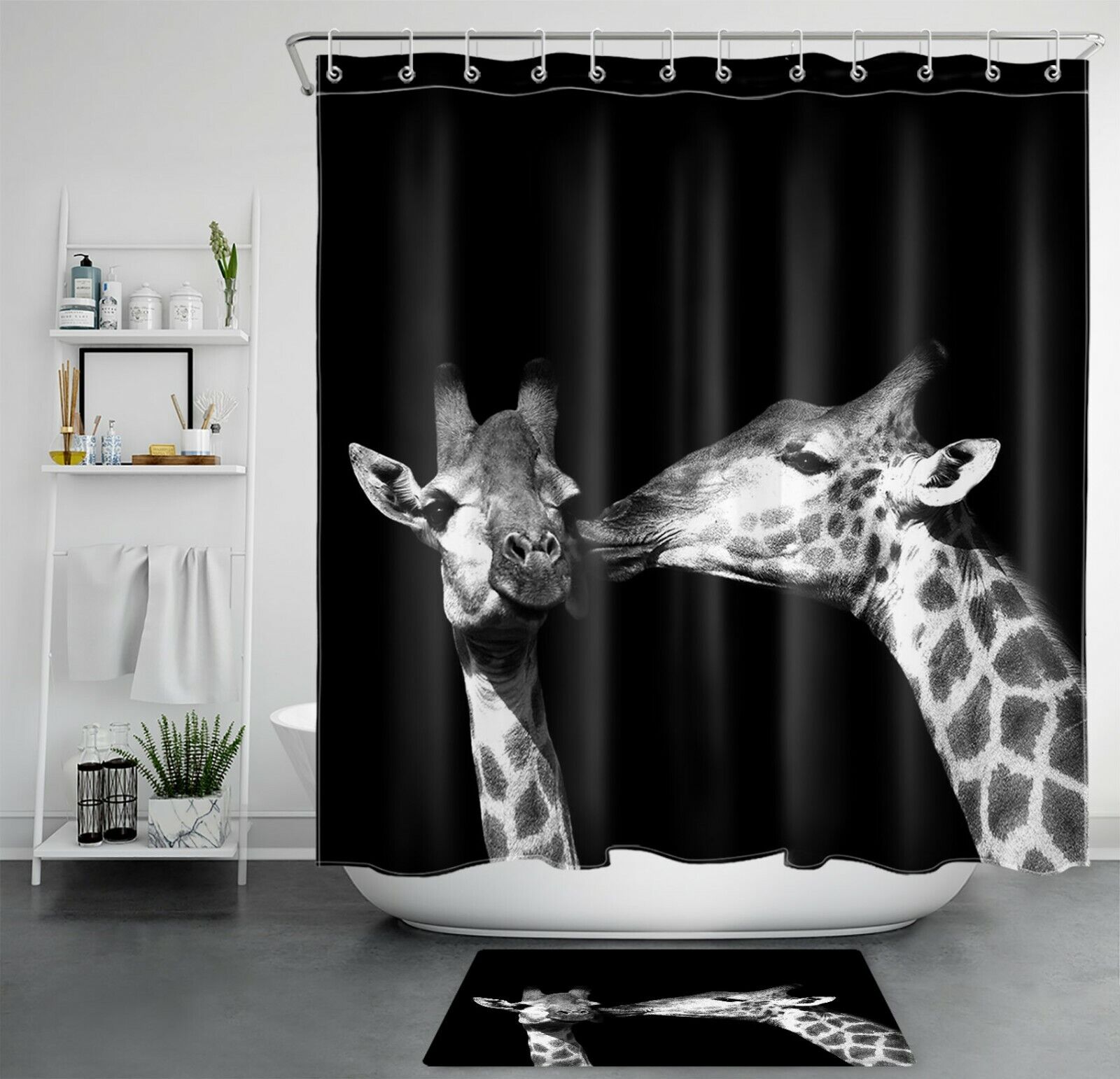 Wild Animals Giraffe Print Shower Curtain For Bathroom