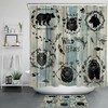 Wild Animals Rustic Board Shower Curtain with Forest Scenery Print